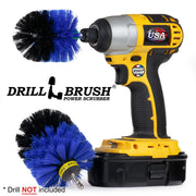 Drillbrush MO Medium Blue Marine & Pool Brush Kit with a Mini brush in a cordless drill.