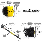 Specs for the Drillbrush Medium Yellow and Ultra Stiff Black Original 2-piece Variety Brush Kit with a 5 inch extension.