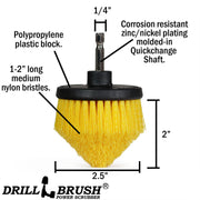 Specs for the Drillbrush Medium Yellow Corner Brush.