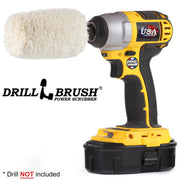 The Drillbrush Cotton Buffer in a cordless drill.