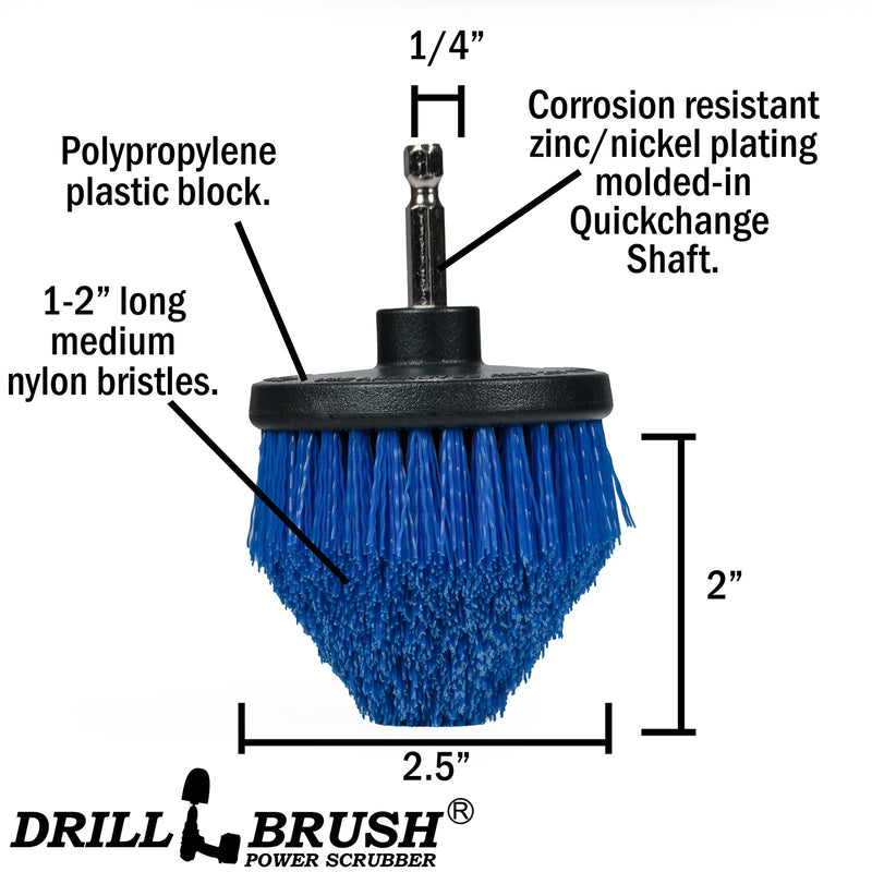 Blue Corner Brush - Medium Bristles - Cone Shaped - Marine & Pool Cleaning | C-S-B-QC-DB