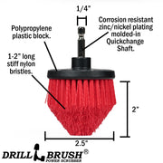Technical specs for the Drillbrush Stiff Red Cone-shaped Corner brush.