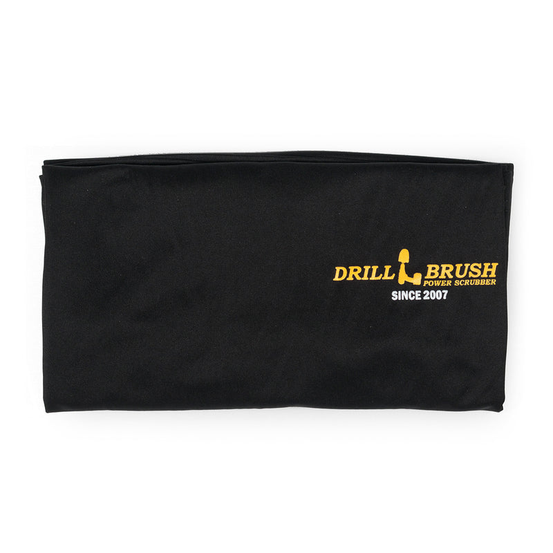 The Drillbrush black polyester t-shirt, folded.
