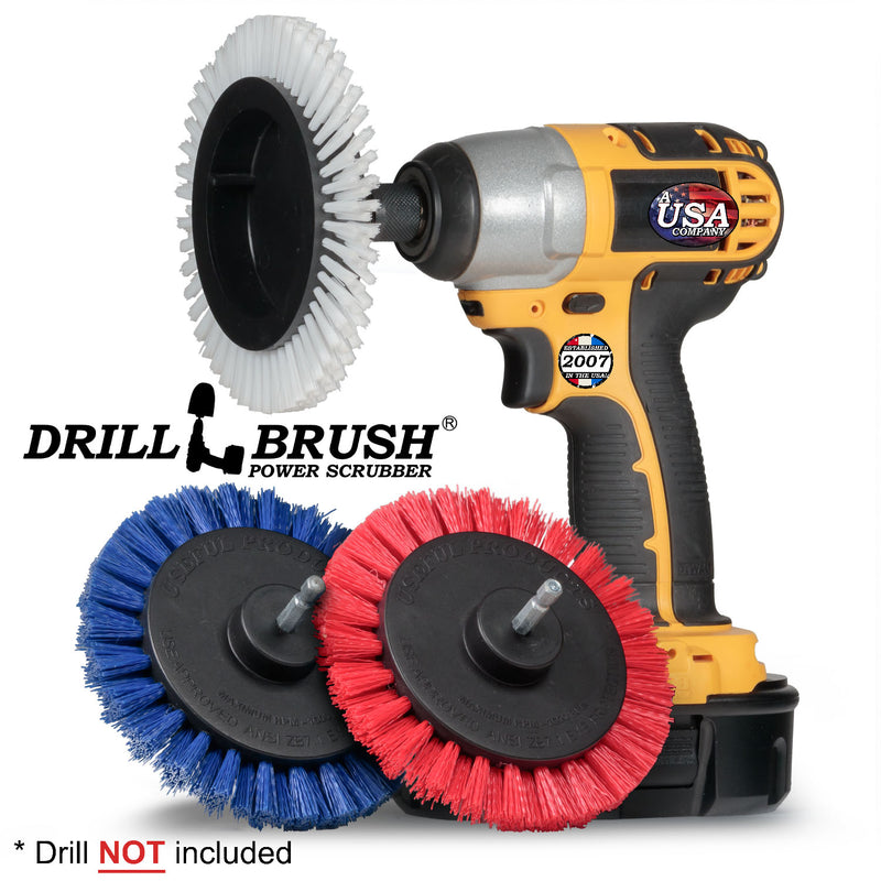 Edge Brush 3-piece Kit - Soft, Medium, & Stiff Bristles - Home, Marine, Pool, Pet, and Outdoor Cleaning | E-S-WBR-QC-DB