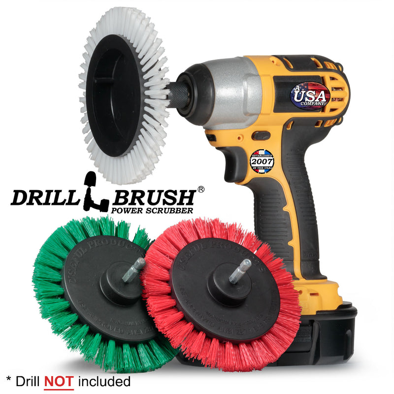 Edge Brush 3-piece Kit - Soft, Medium, & Stiff Bristles - Home, Kitchen, and Outdoor Cleaning | E-S-WGR-QC-DB