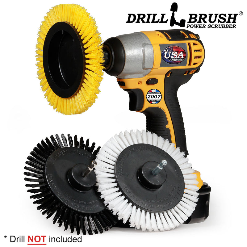 Edge Brush 3-piece Kit - Soft, Medium, & Ultra Stiff Bristles - Home, Bathroom, and Grill Cleaning Cleaning | E-S-WYK-QC-DB