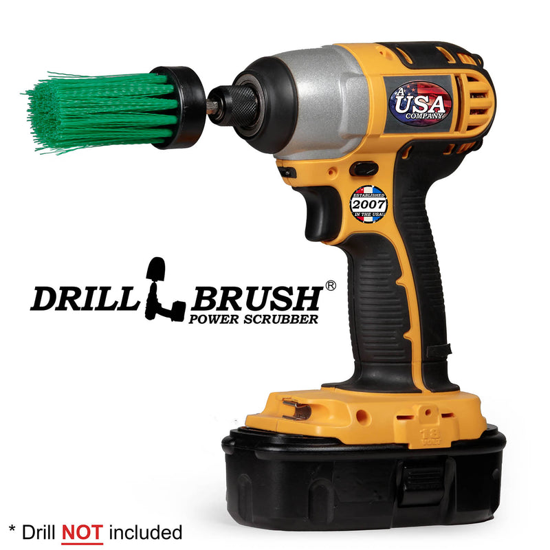 1in Green Brush - Medium Stiffness - Long Bristles - Kitchen Spot Cleaning | 1in-L-G-QC-DB