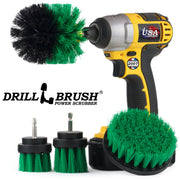 Drillbrush 42OS-2L Medium Green Kitchen Brush Kit with an Original brush in a cordless drill.