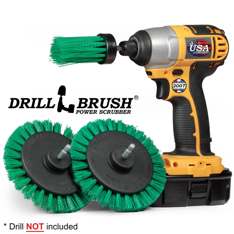 Edge x2 and 1 inch Long Green Brushes - Medium Bristles - Kitchen Cleaning | G-EES-1L-QC-DB