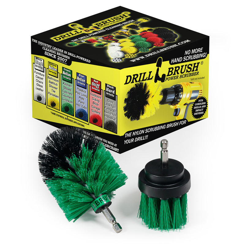Mini & 2in-L Green Brushes - Medium Stiffness - Kitchen & Appliance Cleaning | G-MS-2L-QC-DB