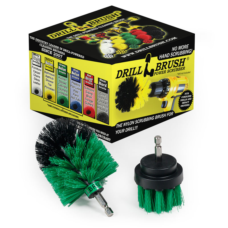 Mini & 2in Green Brushes - Medium Bristles - Kitchen & Appliances Cleaning | G-S-2M-QC-DB