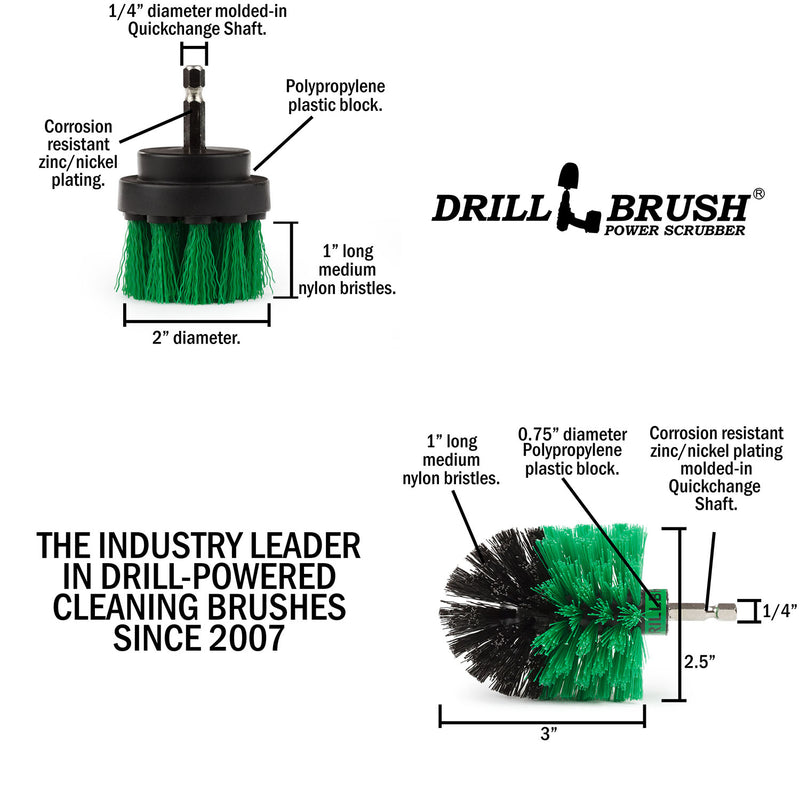 Specs for the Drillbrush 2M Medium Green Kitchen Brush Kit.
