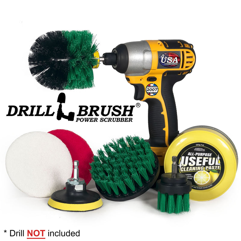 Medium Green 4in, 2in Short, & Original Brush Kit with Useful All-Purpose Cleaning Paste Bundle - Medium Bristles - 260g Multi-Purpose Cleaning Paste | G-S-42O-3V-QC-DB-UP1