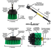 Specs for the Drillbrush 42O-5X Medium Green Kitchen Brush Kit.