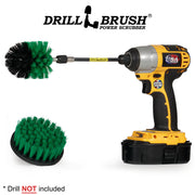 Drillbrush 4M-5X Medium Green Kitchen Brush Kit with an Mini brush in a 5 inch extension in a cordless drill.