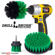 Drillbrush 52O Medium Green Kitchen Brush Kit with an Original brush in a cordless drill.