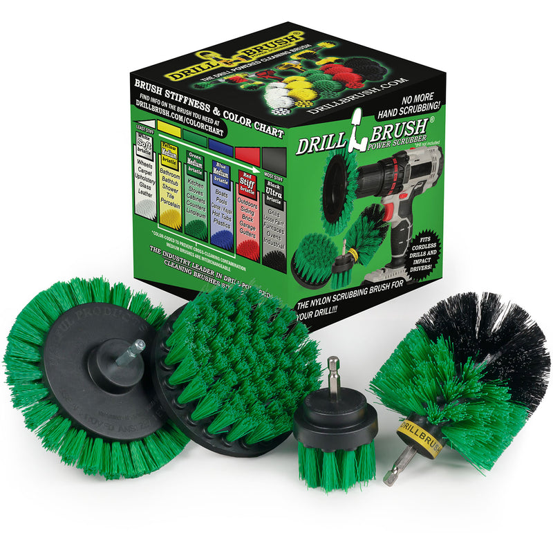 Edge, Original, 4in, & 2in Green Brushes - Medium Stiffness - Kitchen Cleaning | G-S-E42O-QC-DB