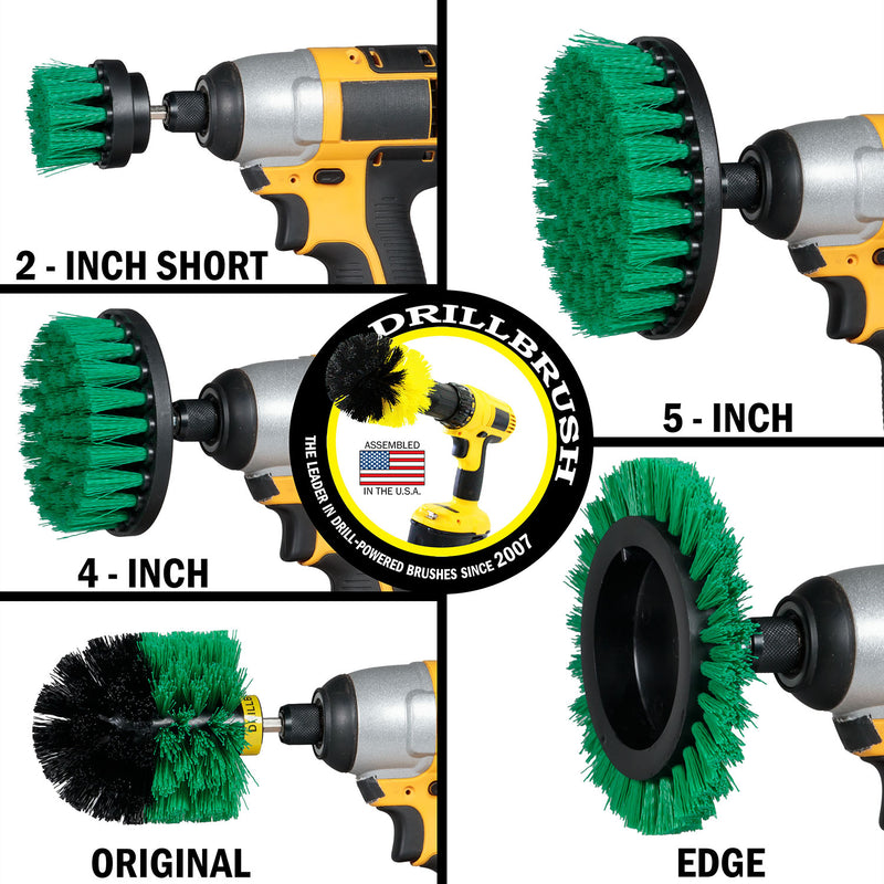 Edge, Original, 5in, 4in, & 2in Green Brushes - Medium Bristles - Kitchen & Appliance | G-S-E542O-QC-DB