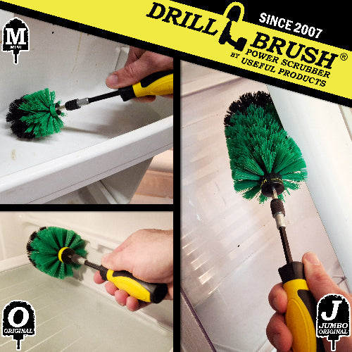 Jumbo, Original, and Mini Brushes w/ Handle Kit - Medium Green Bristles - Kitchen Cleaning | G-S-JOM-HD-QC-DB