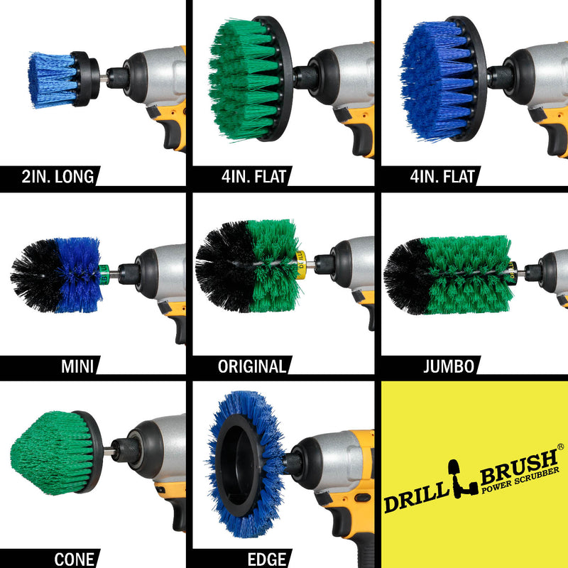 8-piece Medium Green and Blue Variety Kit - Medium Bristles - Kitchen, Marine, Pool, and Pet Cleaning | G4CJO-BE4M-B2L-QC-DB