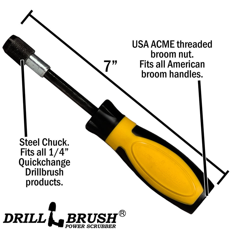 Drillbrush Handle - Quickchange to ACME US Broom Handle Screwdriver-style Adapter | HD-QC-DB