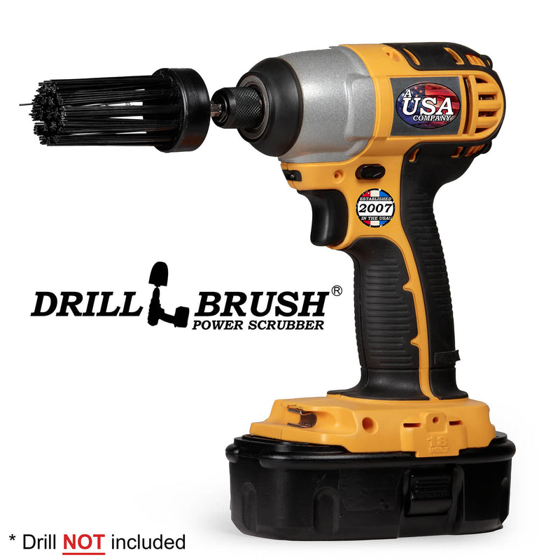 1in Black Brush - Ultra Stiff Stiffness - Long Bristles - Grill & Industrial Spot Cleaning | 1in-L-K-QC-DB