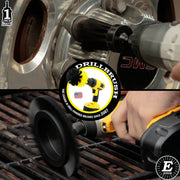 An Ultra Stiff Black 1 inch Long brush scrubbing lugnuts and n Utlra Stiff Black Edge brush cleaning grill grates.