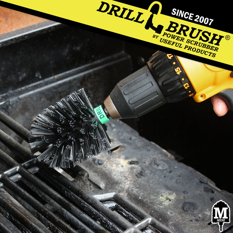 Drillbrush Mini Ultra Stiff Black Grill & Industrial Brush cleaning grill grates.