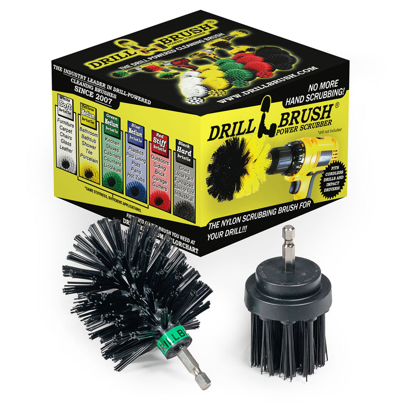 Mini & 2in-L Black Brushes - Ultra Stiff - Heavy Duty & Grill Cleaning | K-MS-2L-QC-DB
