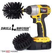 Drillbrush 4O Ultra Stiff Black Grill & Industrial Brush Kit with an Original brush in a cordless drill.