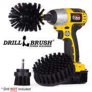 Drillbrush 52O Ultra Stiff Black Grill & Industrial Brush Kit with an Original brush in a cordless drill.