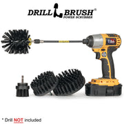 Drillbrush 542O-7X Ultra Stiff Black Grill & Industrial Brush Kit with an Original brush in a 7 inch extension in a cordless drill.