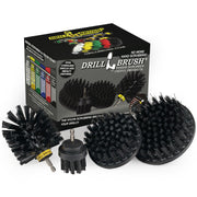 The Drillbrush 542O Ultra Stiff Black Grill & Industrial Brush Kit in front of the box it comes in.