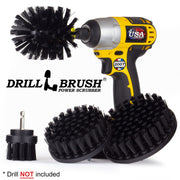 Drillbrush 542O Ultra Stiff Black Grill & Industrial Brush Kit with an Original brush in a cordless drill.