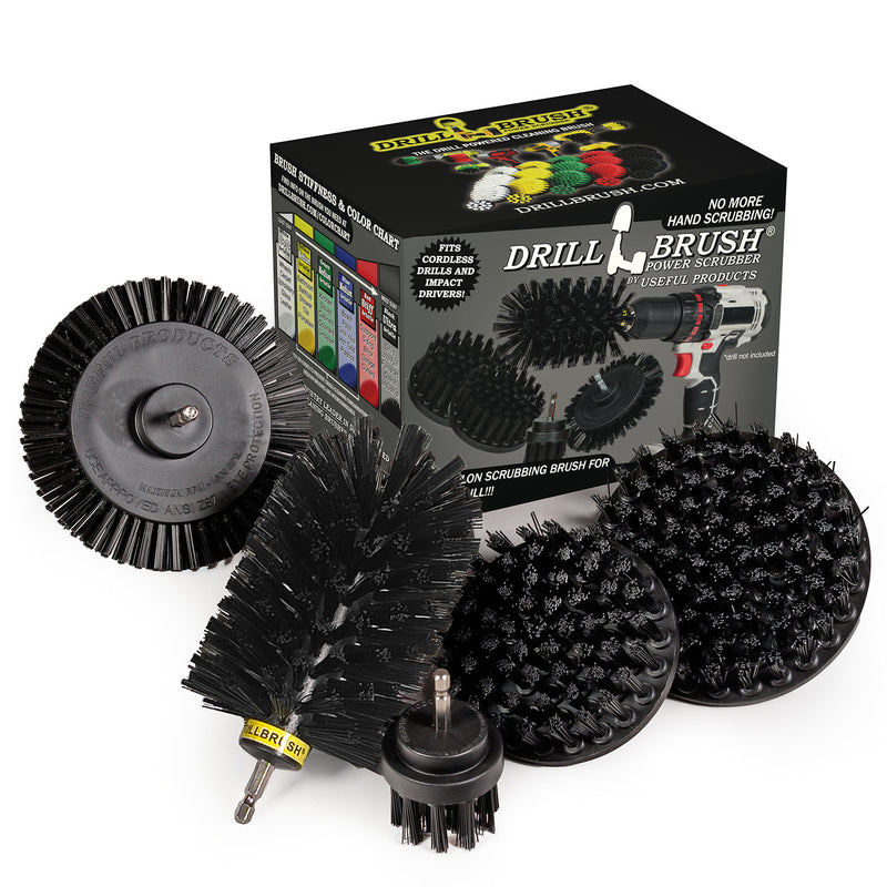 5in Flat Brush, 4in Flat Brush, 2in Short Brush, and Jumbo Original all in Ultra Stiff Black - Grill Cleaning Products  | K-S-E542J-QC-DB