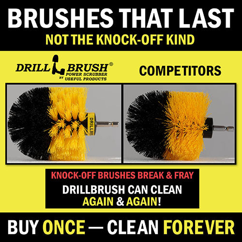5in, 4in, & 2in Variety Brushes - Soft, Medium, and Ultra Stiff Bristles - General Household Cleaning | W2-B5-K4-S-QC-DB