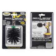 Front and back of the Drillbrush Ultra Stiff Black Mini Original in a blister pack.