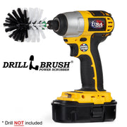 Drillbrush Mini Soft White Home & Auto Brush in a cordless drill.