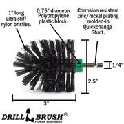 Specs for the Drillbrush Mini Ultra Stiff Black Grill & Industrial Brush.