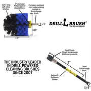 Specs for the Drillbrush Original Medium Blue Marine & Pool Brush and a 5 inch extension.