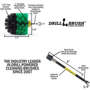 Specs for the Drillbrush Original Medium Green Kitchen Brush and 5 inch extension.