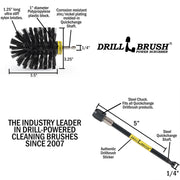 Specs for the Drillbrush Original Ultra Stiff Black Grill & Industrial Brush and a 5 inch extension.