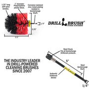 Specs for the Drillbrush Original Stiff Red Outdoor & Patio Brush and 5 inch extension.