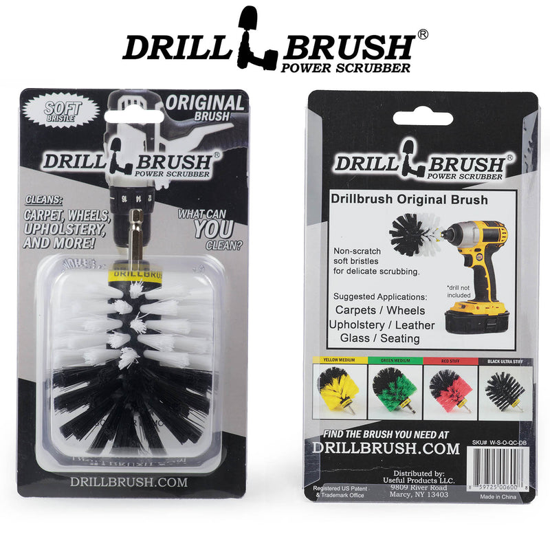 Drillbrush Original Soft White Home & Auto Brush in it's blister packaging.