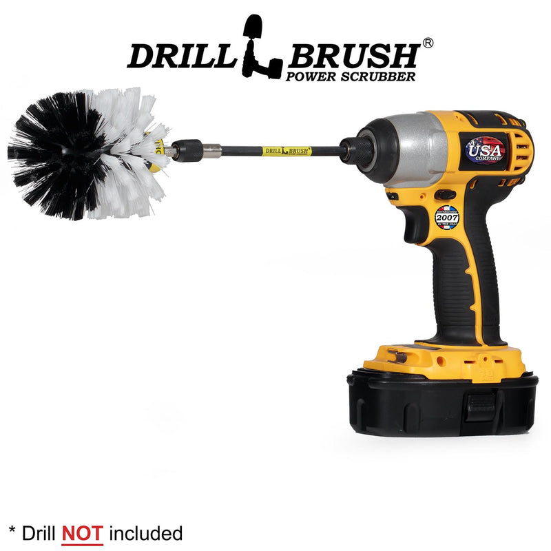 Drillbrush Original Soft White Home & Auto Brush in a 5 inch extension in a cordless drill.