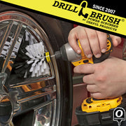 Drillbrush Original Soft White Home & Auto Brush cleaning rims.