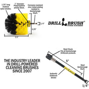 Specs for the Drillbrush Original Medium Yellow Bathroom Brush and a 5 inch extension.