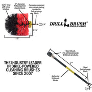 Specs for the Drillbrush Original Stiff Red Outdoor & Patio Brush and 7 inch extension.