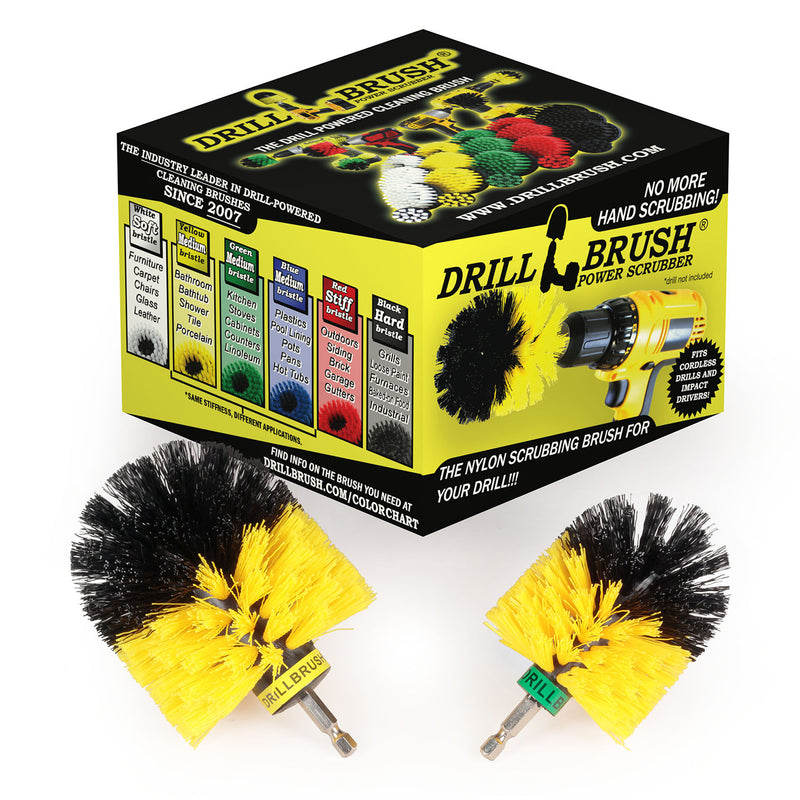 Original & Mini Yellow Brushes - Medium Bristles - Bathroom & Shower Cleaning | Y-S-MO-QC-DB