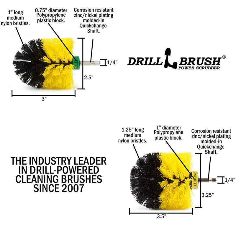 Specs for the Drillbrush MO Medium Yellow Bathroom Brush Kit.